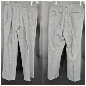 Dress Pants Mens Size 31x28 Brushed Gray Pleated Front Trousers Slacks Dress